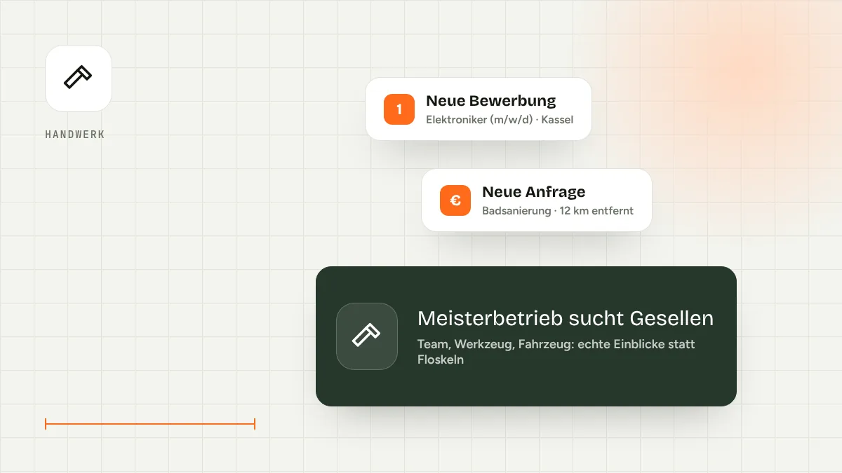 Illustration: Neue Bewerbung und neue Kundenanfrage für einen Handwerksbetrieb